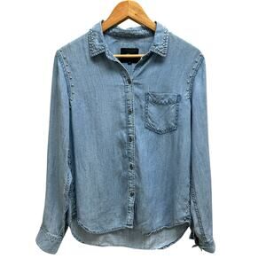 Rails Studded Chambray Denim Shirt Small Button Front Western‎ Style